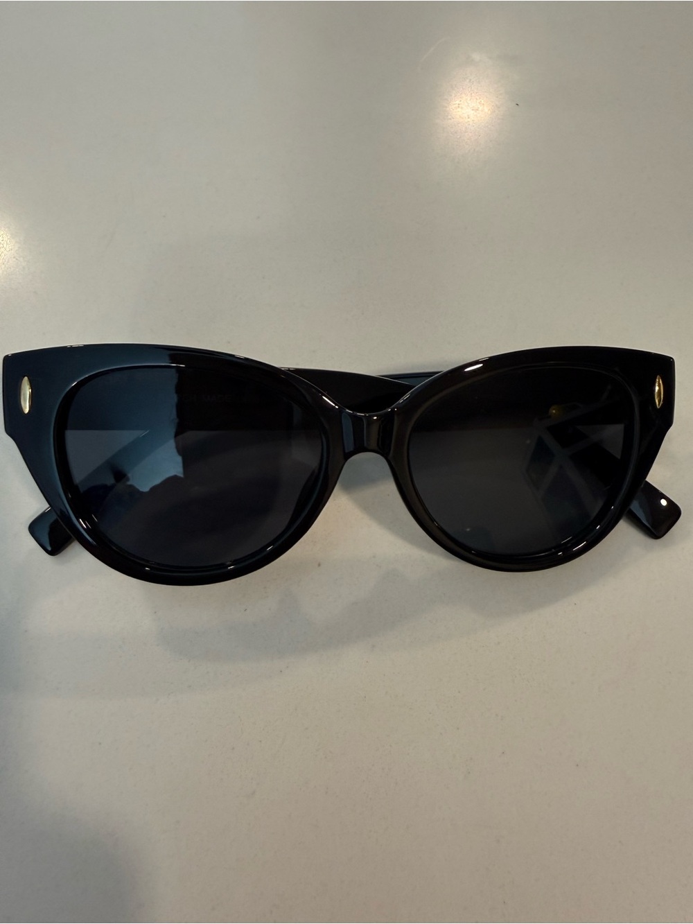 Tory Burch Black Cat-Eye Sunglasses with Gold Accents